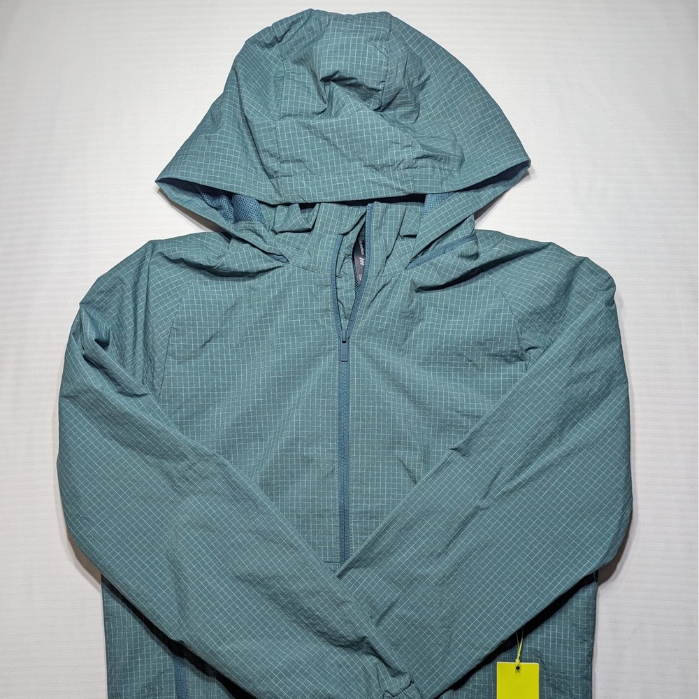 All‎ In Motion Lightweight Hooded Jacket Green Grid Nylon Gorpcore Y2K